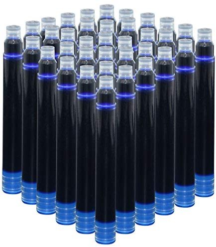 Cartuchos de Tinta de Pluma Estilográfica Jinhao Color Azul, Recambios para Plumas Tamaño Estándar Internacional, Diámetro del Agujero de 2,6 mm, Caja de 50