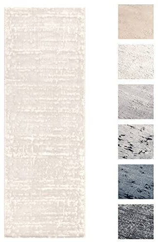 Kurzflor Teppich Laufer Wohnzimmer Weiß 80 X 200 cm, Moderner Super Soft Kurzflor Teppich