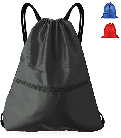 Spolife Sports Gym Sack Drawstring Bag Waterproof Drawstring Sport Bag,High Capacity Drawstring Gym Bag(Black)