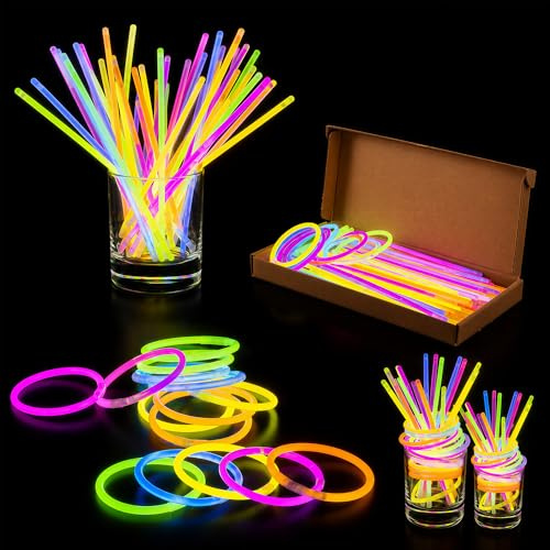 WedDecor 50 Pcs Neon Glow Bracelets for Halloween