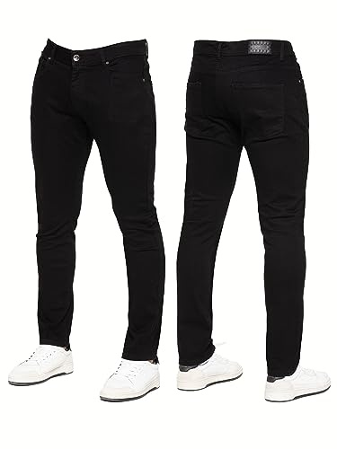 989Zé ENZO Mens Jeans Stretch Skinny Slim Fit Denim Pants Trousers EZ325 All Waist Sizes BLK 36 Regular