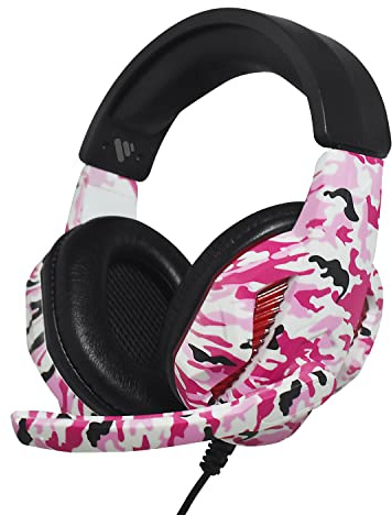 Vybe LED Headset with Camouflage Design for Play Station, Xbox, PC Gaming AUX-in Support Wired Cushioned Headphone with Adjustable Boom Microphone