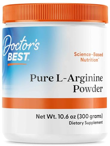 Doctor's Best, Pure L-Arginine Powder, 300g Vegan Powder, Highly Dosed, Amino Acid, Lab-Tested, Gluten-Free, Soy-Free, Vegetarian, Non-GMO
