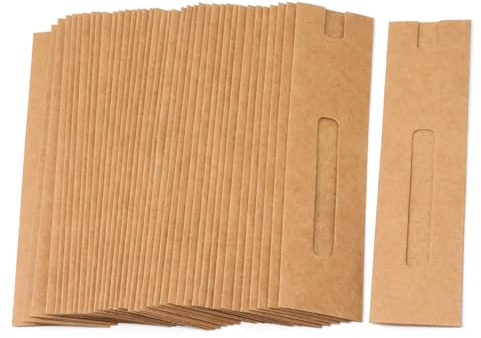 Honbay 40PCS Kraft Paper Single Pen Pouch Durable Pen Sleeve Protector Pencil Holder for Pen Pencil Packaging for Home Office School or Business