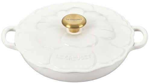 Le Creuset Signature Enameled Cast Iron Petal Braiser, 2.25qt., White w/Gold Knob