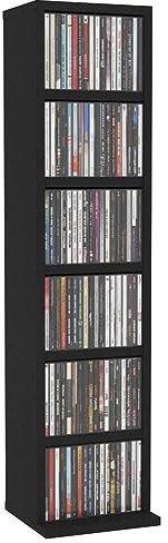 Homgoday CD-skåp med 6 öppna fack, 21 x 20 x 88 cm, CD- och DVD-förvaringsskåp, CD- och DVD-hylla för vardagsrum, sovrum, kontor