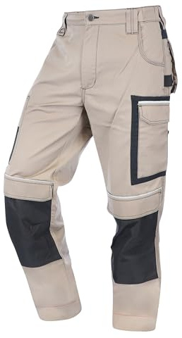 ELIWORX Pantalones de trabajo para hombres con inserción elástica - Cómodo ajuste - Material robusto y flexible - Diseño inteligente de bolsillos - Pantalones de trabajo para hombres ideales para