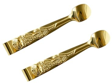 Anphly 304 Stainless Steel Ice Tongs Rose-Shaped Sugar Tongs Mini Ice Pliers Gold