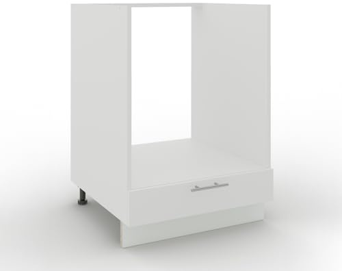 JD Greta Adjustable Kitchen Base Unit - 600mm - Oven Base Cabinet with Drawer (No Worktop) - White Matt