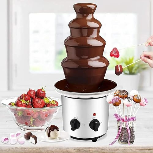 Chokladfontän, elektrisk chokladfontän, 3/4 nivåer choklad gör-det-själv vattenfallsfondue, lätt att montera, hem/kommersiell chokladfondu, 1,8 kg kapacitet (4 våningar)