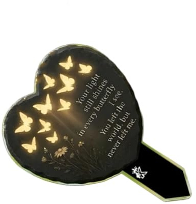 WATERBELINE Placas conmemorativas de corazón, marcadores de tumbas, acrílico para decoración de tumbas, cementerio, al aire libre, patio, jardín
