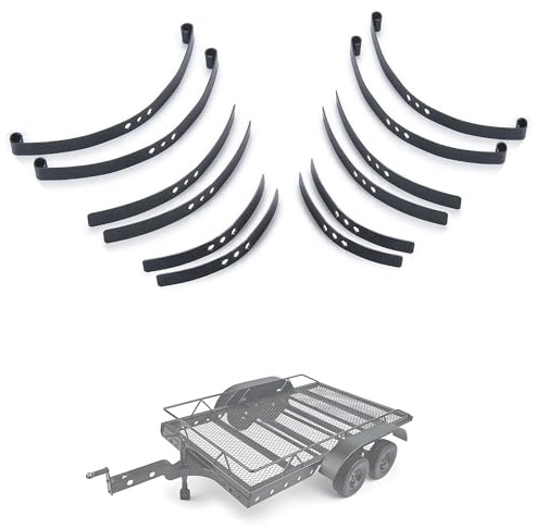 Steel Rear Leaf Springs Set for AMK 1/10 RC Trailer, High Lift Chassis Upgrade, Black Metal Suspension Components (1/10 RC Trailer V2.0)