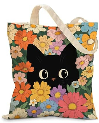 GONZTEL 1 Pezzo Borsa Tote Bag Tela Donna, Design Gatto Unico, Robusta e Riutilizzabile, Perfetta come Shopper Grande per Spesa Ecologica o Regalo per Amanti Gatti