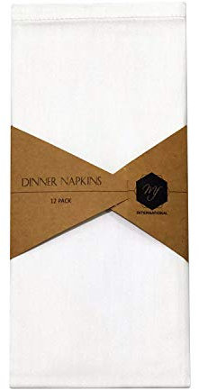 MF International Cloth Napkin | Table Napkins | Premium Hotel Quality | Set of 12 | Cotton Polyester Blend | 18 x 18 in / 45 x 45 cm | White