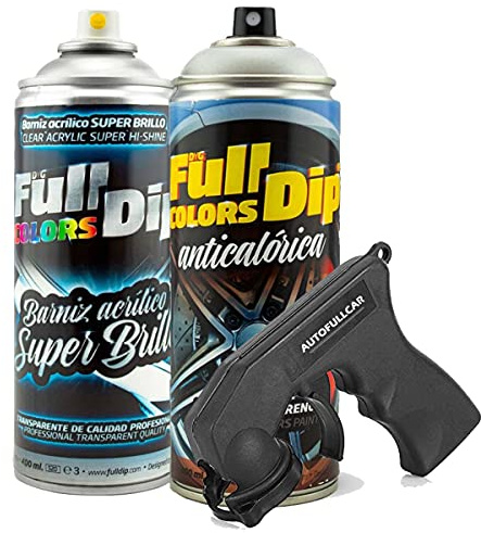AutoFullCar - Antikalori akrylfärg med full dip för bromsok - 2 x spray 400 ml (blank aluminium)