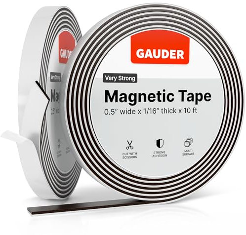 GAUDER Magnetic Tape Extremely Self Adhesive | 3M x 12.5MM | Strong Foam Adhesive