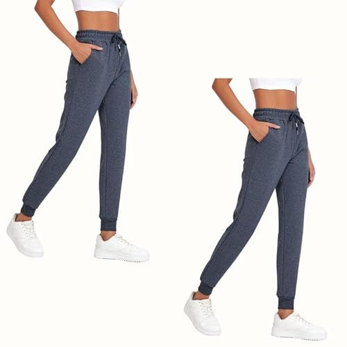 COMEOR Jogginghose Damen - Baumwolle Sporthose Lang Warme Trainingshosen, Frauen Freizeithosen, Sweatpants mit Regular Passform für Fitness, Yoga, Freizeit (2 Pack Dunkelgrau M)