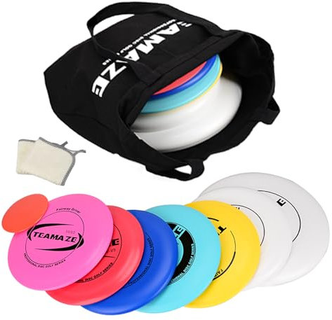 Teamaze Discgolf-Set, Discgolf-Starter-Set mit Aufbewahrungstasche, enthält 7 Scheiben (5 Pro, 2 Übungen) und 1 Mini-Marker und 2 Handtücher für Anfänger, professionelle Outdoor und Hinterhof