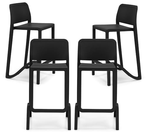 REDÒKASA Sgabello in polipropilene GIANO altezza seduta 65cm, impilabile, idrorepellente, resistente ai raggi UV, design moderno e innovativo, ideale per la cucina, la veranda o giardino (4, Ghisa)