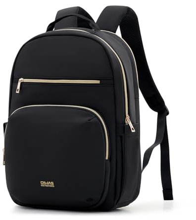 OIWAS 15.6 Zoll Laptop Schulrucksack Mädchen & Teenager, Rucksack Damen mit Laptopfach Wasserdichtem, Backpack für Schule Arbeit Reisen, Schwarz