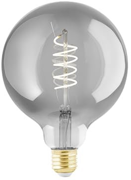 EGLO connect.z Smart-Home LED Leuchtmittel E27, G125, ZigBee, App und Sprachsteuerung Alexa, dimmbar, warmweiß, 4 Watt, Vintage-Glühbirne Rauchglas