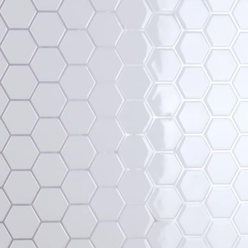 CRE8TIVE Azulejos Adhesivos Hexágono Blanco Vinilo Adhesivo Pared Cocina Azulejos Adhesivos Baño Impermeable Baldosas Adhesivas Pared Autoadhesivo Salpicadero Cocina Lavadero 4 Piezas 30.5cm x 30.5cm