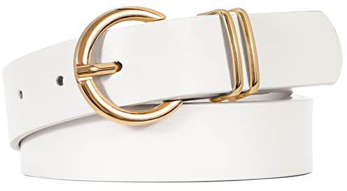 JASGOOD Ceinture Femme Mode Ceinture en Cuir pour Femme Ceinture Réglable avec Boucle Dorée pour Jeans Pantalons Robes