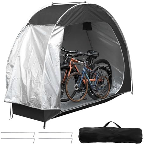 Tente à Vélo Abri de Vélo Portable Housse de Vélo d'Extérieur pour 2 Vélos 210D Oxford Imperméable Abri pour Outils de Jardin Jouets Tondeuses à Gazon