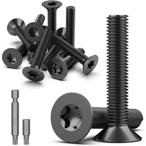 TXXATX 30 Piezas Tornillos Cabeza Avellanada Torx M6 x 35 mm Tornillos de Acero Inoxidable A2 V2A Tornillo Mecánico Tornillos Avellanados Negro Tornillos de Cabeza Plana con Punta Torx T30