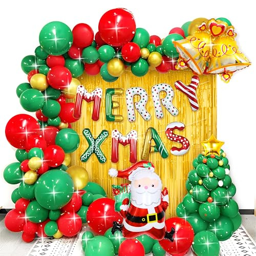 Ahigh Kit de Decoración de Navidad - Guirnalda, Pancarta, Globo de Helio, Accesorios para Fiesta de Navidad
