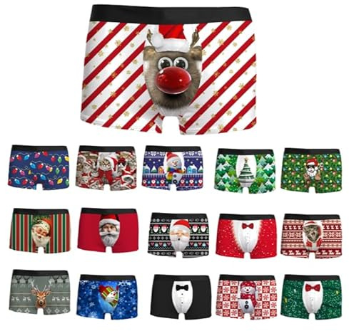 Caleçon Personnalisé Homme Noël Sport Boxer Coton Pas Cher Rigolo Nouvelle Édition Microfibre Shorty Transparent Sous-Vêtement