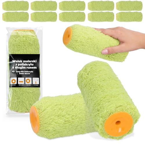 10x Rouleau de Peinture 18 cm Rechange Rouleau Polyacrylique Longs Poils Peindre Vernis Meubles Murs Rénovation Accessoires Robuste Robuste Intérieur et Extérieur