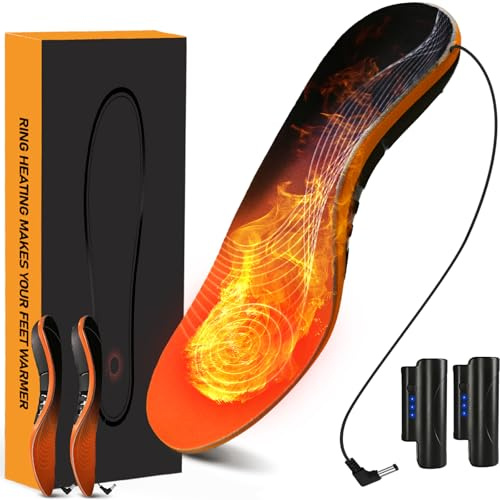 AYATAHA Electric Heated Plantar Insoles, Foot Warmers with Rechargeable Li-Ion Battery, Heavy Duty High Arch Inserts Outdoor Sports, Fatigue Reduce, Size S