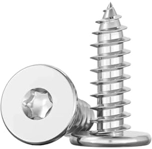 Tornillo de rosca de ciruela de cabeza plana grande de acero inoxidable 304, M2-M5 de tornillo de madera con cola puntiaguda de estrella de cabeza delgada