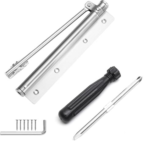 Automatique, Ferme-Porte à Ressort, Ferme Porte Automatique Tamponné, Porte Closers, Ferme Porte en Acier Inoxydable, Réglable Ferme, pour Intérieures et Extérieures, pour Bureau à Domicile, Argent