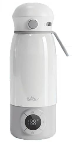 Bear Tragbarer Flaschenwärmer Baby für unterwegs, Schnell aufheizbarer elektrischer Milchwärmer ohne BPA, großes Fassungsvermögen von 500 ml für Muttermilch und Wasser, für Auto, Camping und Reisen