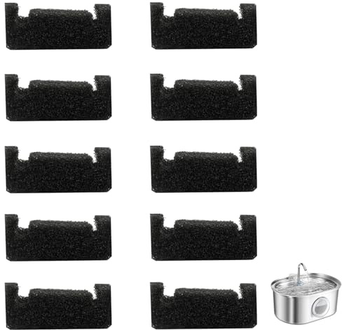 10 PCS Cat Fountain Filter Sponges, Cat Water Fountain Filters, Premium Pre-Filter Pump Sponges, for Cat and Dog Water Fountains, Effective Pet Water Purification, Easy Replacement Sponges (Black)