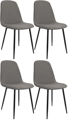 CLP Sedia da pranzo set di 4 imbottita Maryam, cucina, soggiorno e camera da letto con schienale, capacità 150 kg Colore:grigio chiaro;Materiale:Stoffa