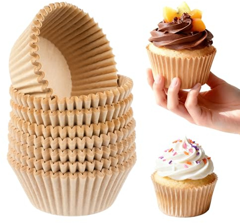 200 PzPirottini per Muffin Carta, stampi per muffins, Pirottini di Carta per Muffin da Forno, pirottini cupcake per Natale Halloween Dessert Feste Compleanni Matrimoni(marrone)
