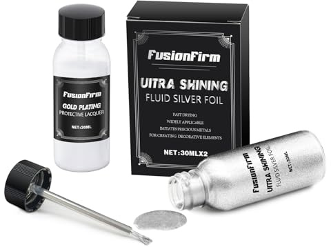 FusionFirm, Kit De Pintura De Hoja De Plata Líquida, Base De Alcohol, Barniz Súper Brillante, De Secado Rápido, Adecuado Para Manualidades, Muebles, Decoración De Madera Y Resina, 30 ml Por Botella