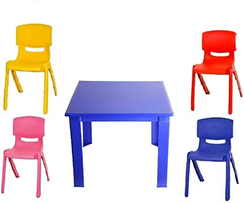 Toyo Premium Plastic Kids Table & Chairs Set - Ideal for Children's Bedroom Outdoor Furniture Table & 2 Chairs - Blue
