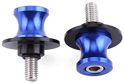 Aramox Caballete trasero para moto, bobinas basculante CNC 8 mm, azul