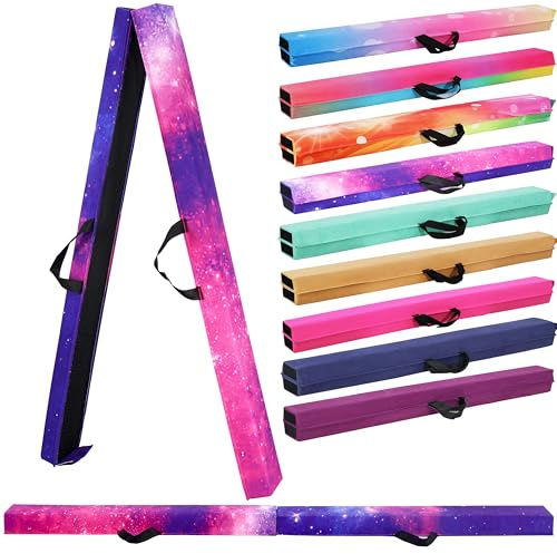 6FT/9FT Folding Balance Beam for Kids ages 3-39- Foldable Gymnastics Floor Beam,Anti-Slip ,Carrying Bag, Faux Suede Covered,EVA foam,Gymnastics Equipment for Kids Training At Home,School,Gym Center