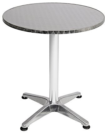 FineHome Bistrostehtisch Terrassentisch Balkontisch Bistrotisch Gartentisch klappbar höhenverstellbar Silber rund Ø60cm H70/110cm