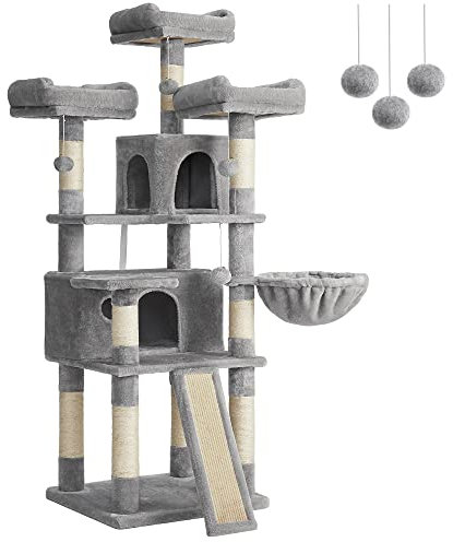 Feandrea Kratzbaum, XXL Katzenbaum, 169 cm, hellgrau PCT019W01