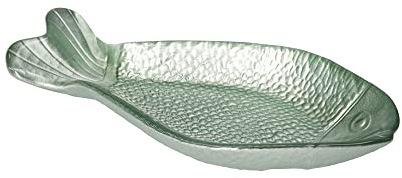 Keyhomestore - Set di 3 Antipastiere in Vetro Verde a Forma di Pesce – Eleganti e Resistenti, Lunghezza 24 cm, Ideali per Antipasti, Buffet e Decorazioni.Idea Regalo