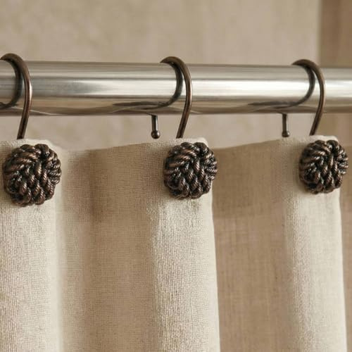 Vintage Bronze Shower Curtain Hooks: Rust Proof Metal Curtain Rings, 12Pcs