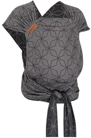 Hoppediz Hop-Tye Advanced - 4-in-1 Babytrage für Neugeborene ab Geburt - Halfbuckle Tragehilfe mit Tuchträgern - mitwachsend bis 20 kg - Design Malmö stone