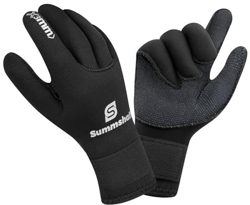 Summshall Neoprenhandschuhe 3mm Neopren Handschuhe für Damen Herren Thermisch Anti-Rutsch Wärmender Tauchhandschuhe mit elastischem Handgelenk zum Tauchen, Surfen, Schnorcheln