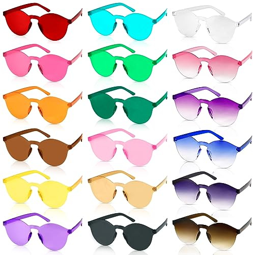 FAMKEEP 18 Pares de Gafas de Fiesta,Gafas sin Bordes,Hippy Gafas de Sol,Gafas de Fiesta de Color,Para Carnaval,de Navidad,Fiesta de Cumpleaños